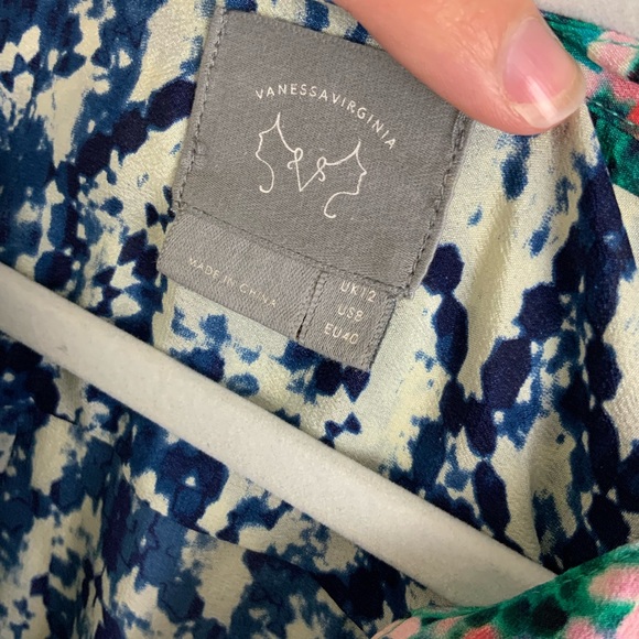 Vanessa Virginia Anthro Multicolored 100% Silk Top - Picture 2 of 5